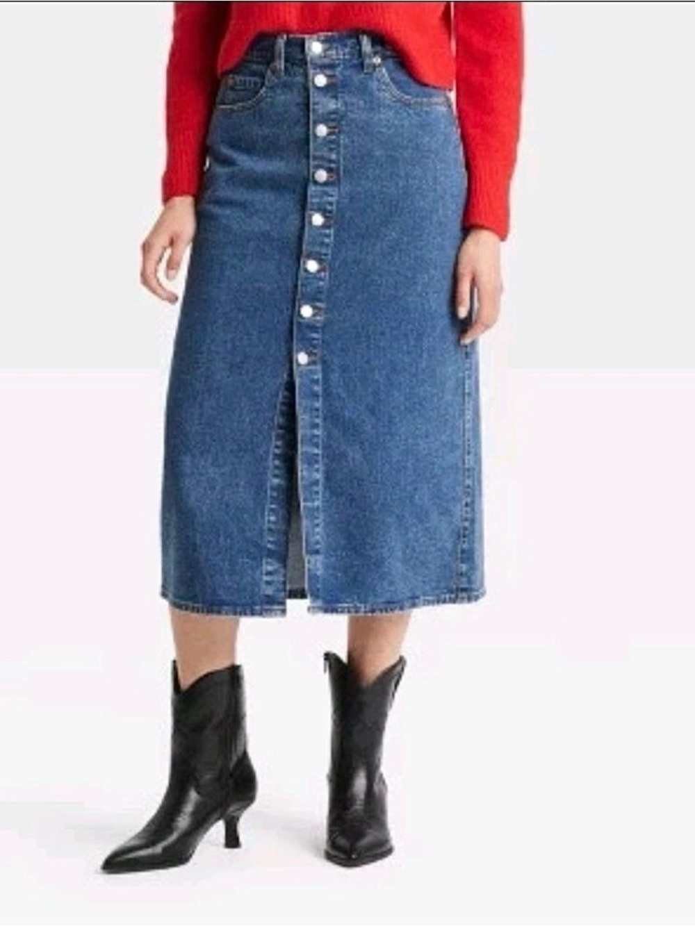 Universal Thread Y2K Style Button Front Midi Denim Skirt